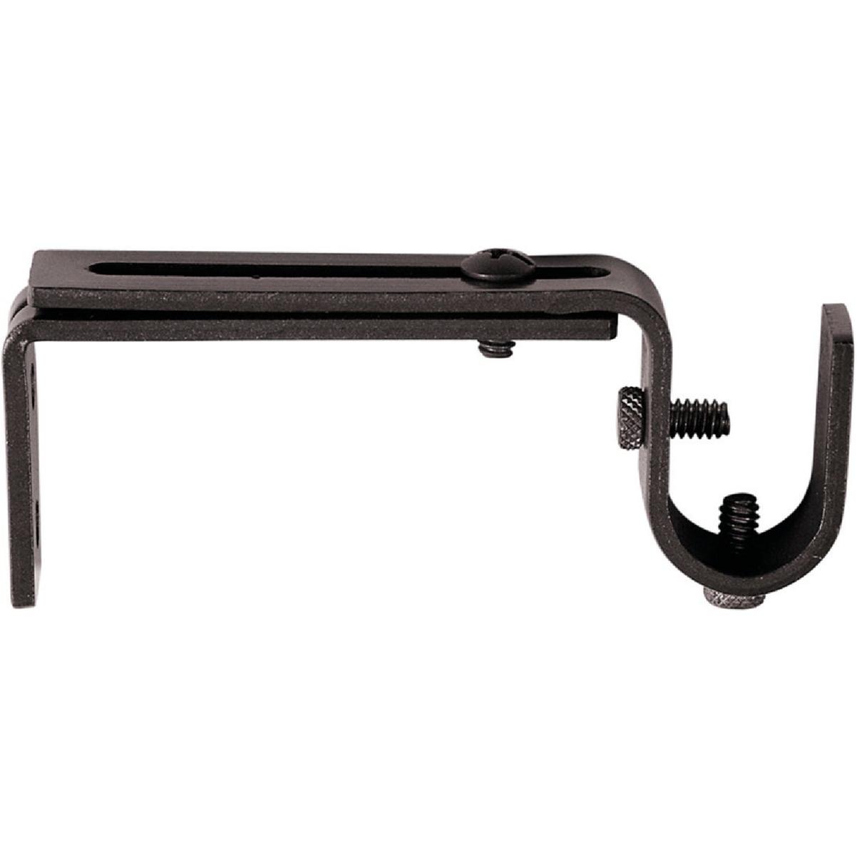 Kenney Adjustable Single Black Curtain Rod Bracket (2-Pack)