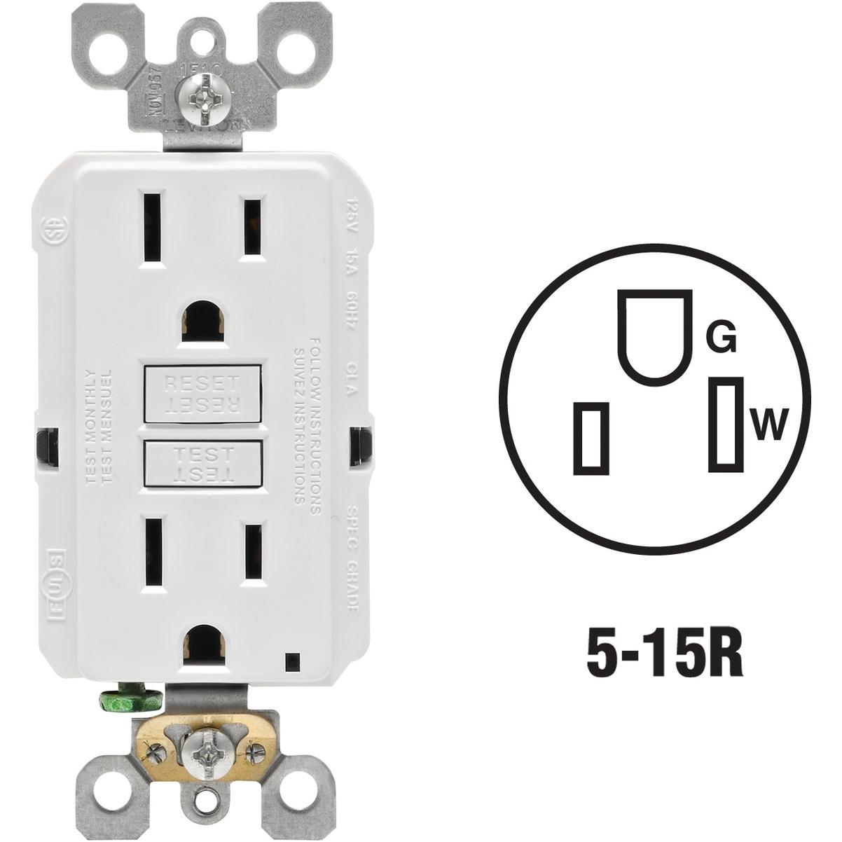 Leviton SmartlockPro Self-Test 15A White Residential Grade 5-15R Slim GFCI Duplex Outlet (3-Pack)