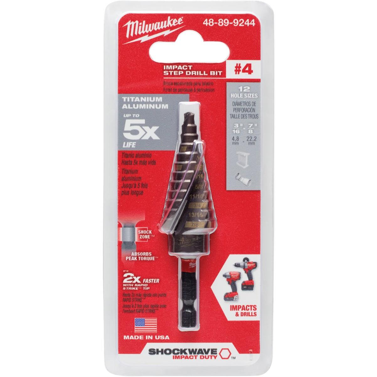 Milwaukee Shockwave Impact Duty 3/16 In. 7/8 In. 4 Step Drill Bit