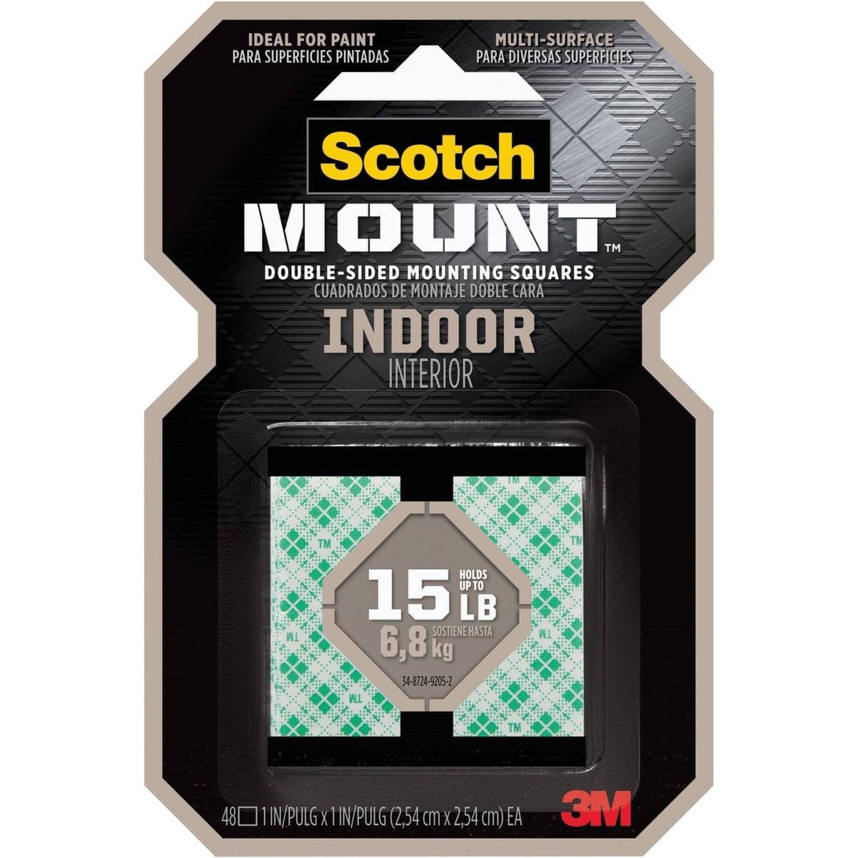 Scotch Mount 1 In. x 1 In. 15 Lb. Capacity Removable Mounting Squares (48-Pack)