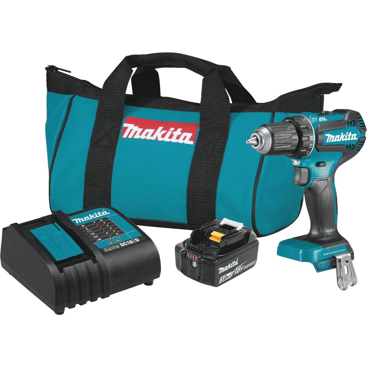 Makita 18V LXT Lithium-Ion 1/2 In. Brushless Cordless Drill/Driver Kit with 3.0 Ah Battery & Charger