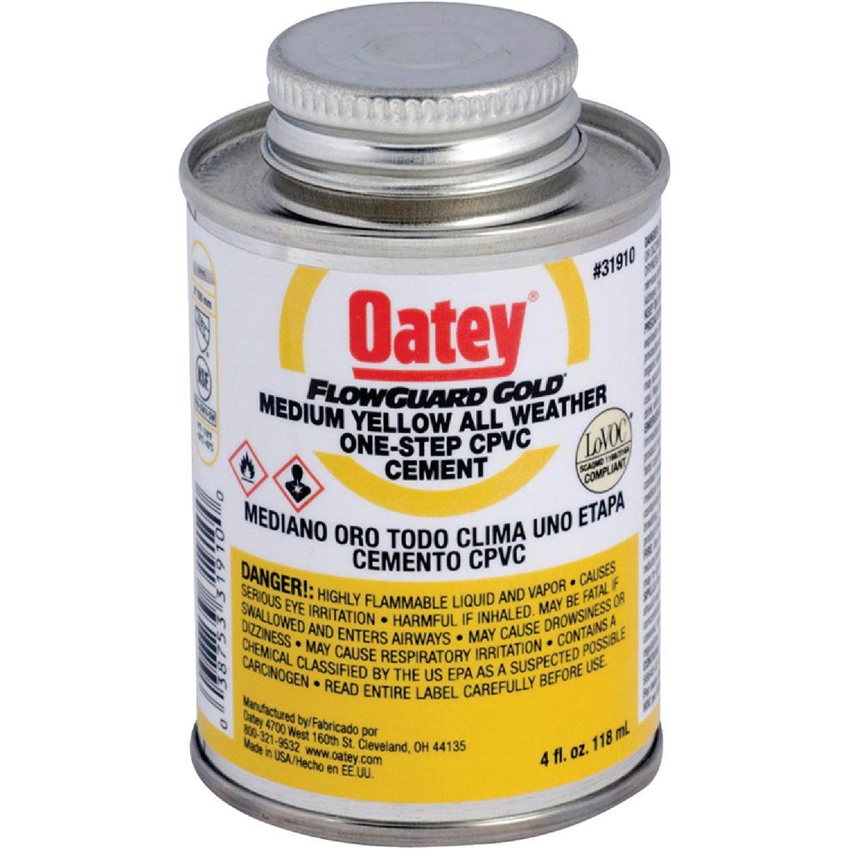 Oatey FlowGuard Gold 4 Oz. Medium Bodied Yellow All Weather One-Step CPVC Cement