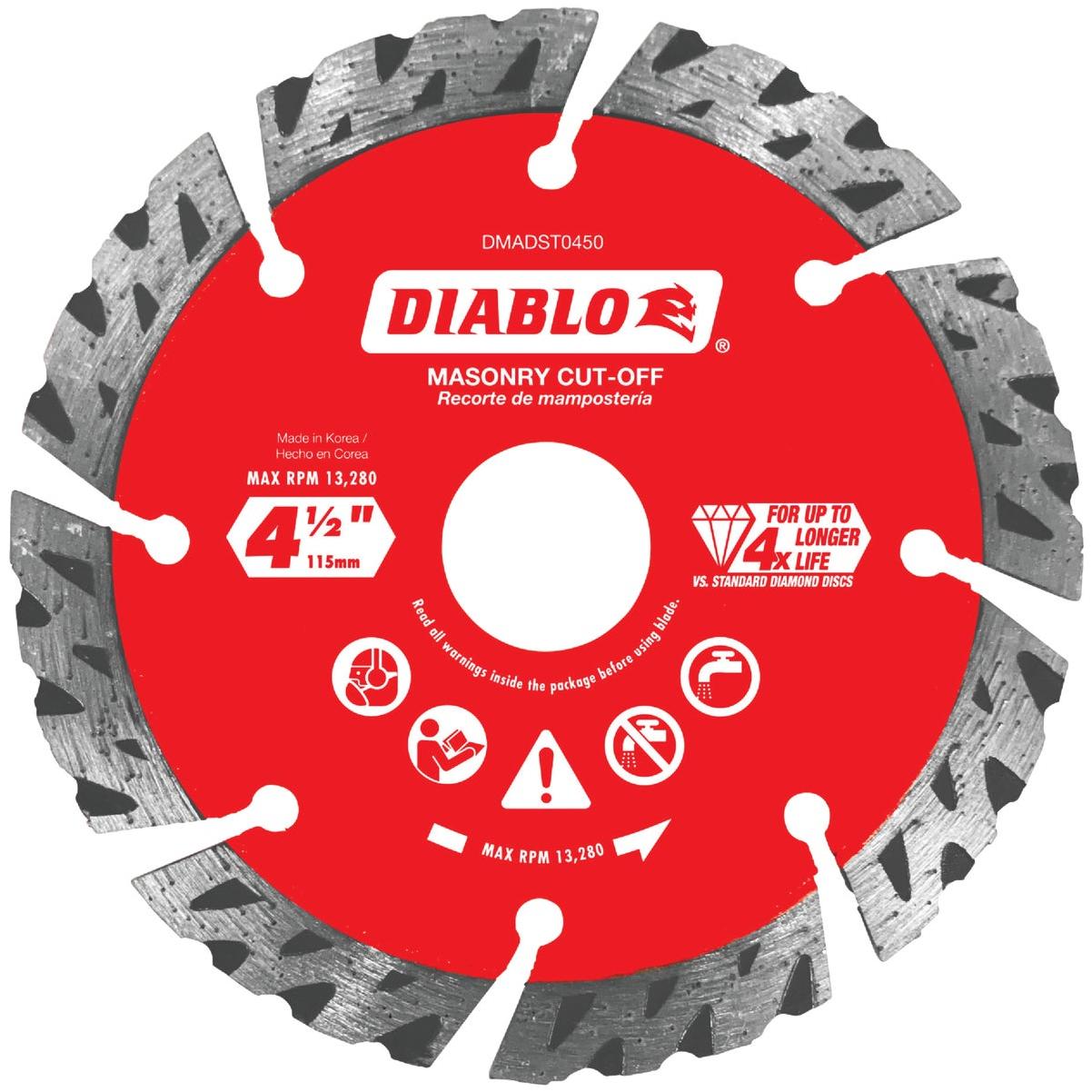 Diablo 4-1/2 In. Segmented Turbo Rim Dry/Wet Diamond Blade