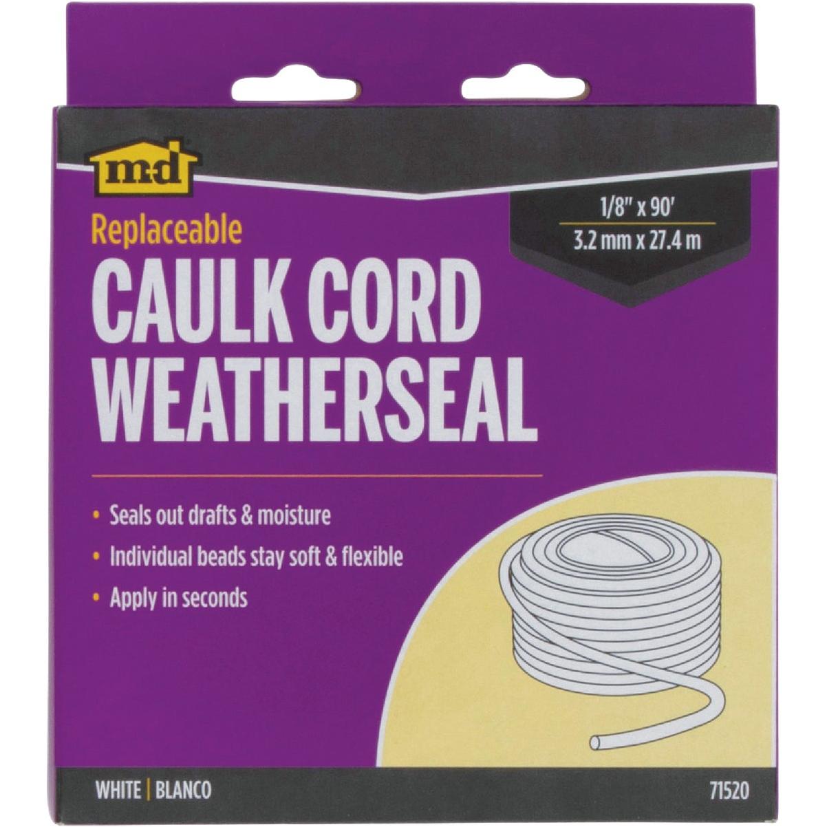 M-D Building Products 90 Ft. White Replaceable Caulk Cord Weatherseal for Small Gaps & Cracks