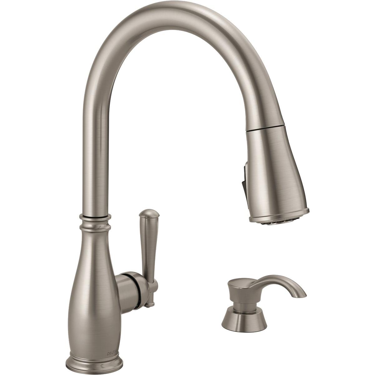 Delta Charmaine Stainless 1-Handle Pull-Down Kitchen Faucet with Soap Dispenser