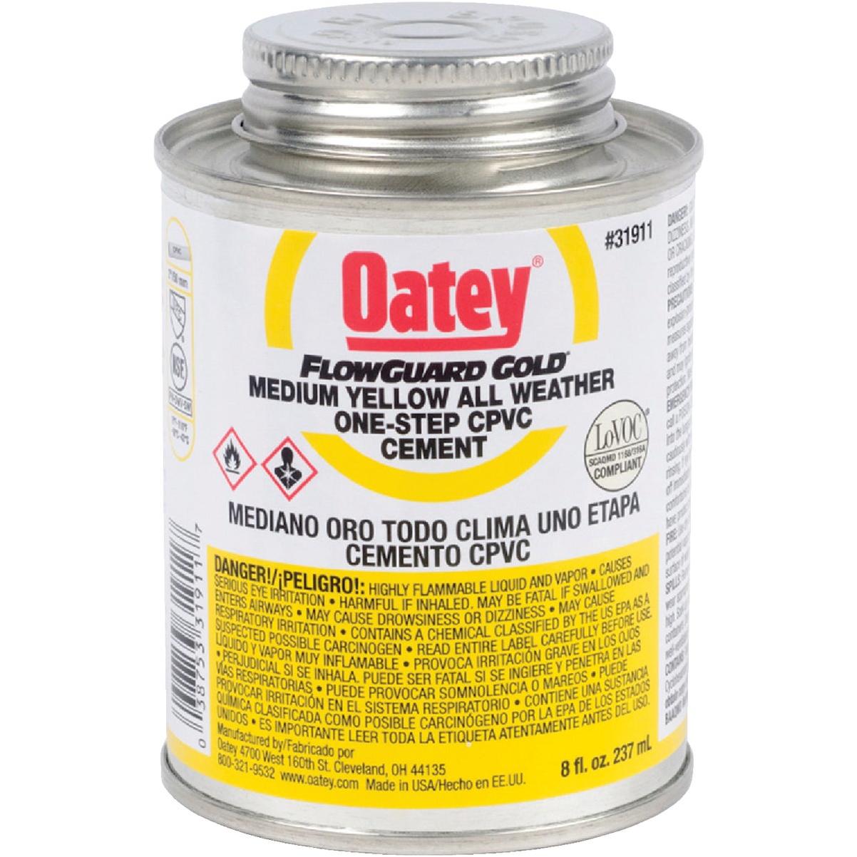 Oatey FlowGuard Gold 8 Oz. Medium Bodied Yellow All Weather One-Step CPVC Cement