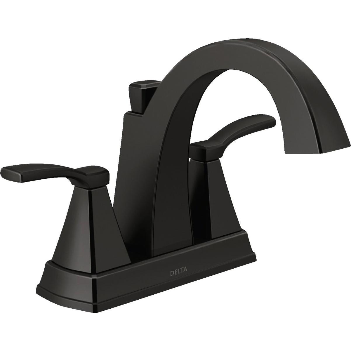 Delta Flynn Matte Black 2-Handle Lever Centerset Bathroom Faucet with Pop-Up