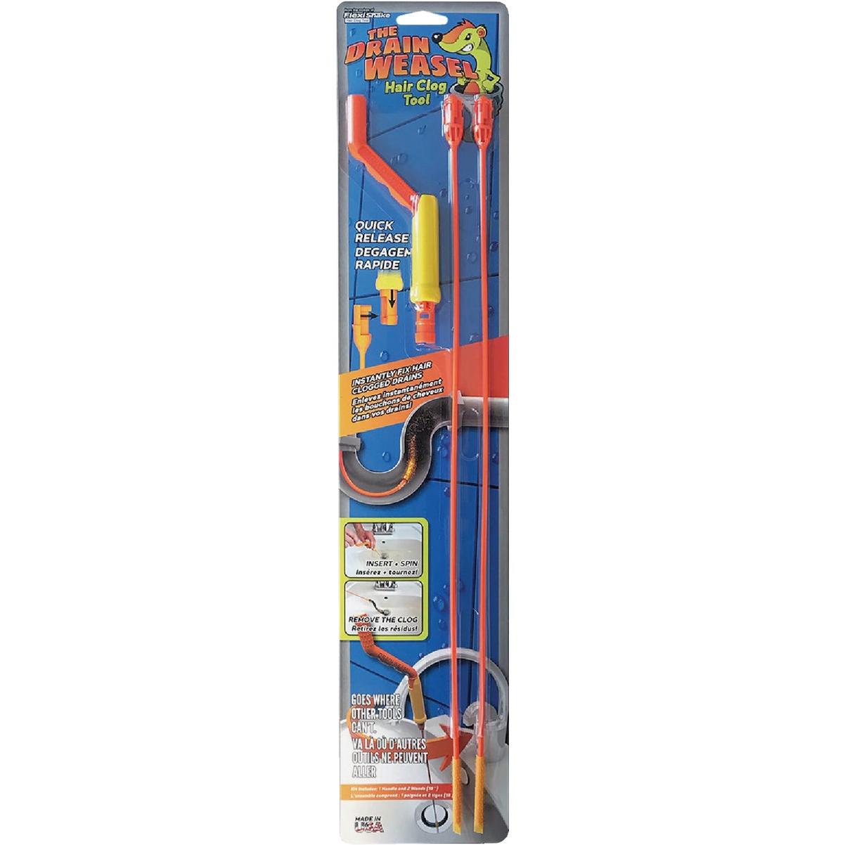 Flexisnake Drain Weasel Drain Clog Remover With Rotating Handle and Two  Wands 897020002066