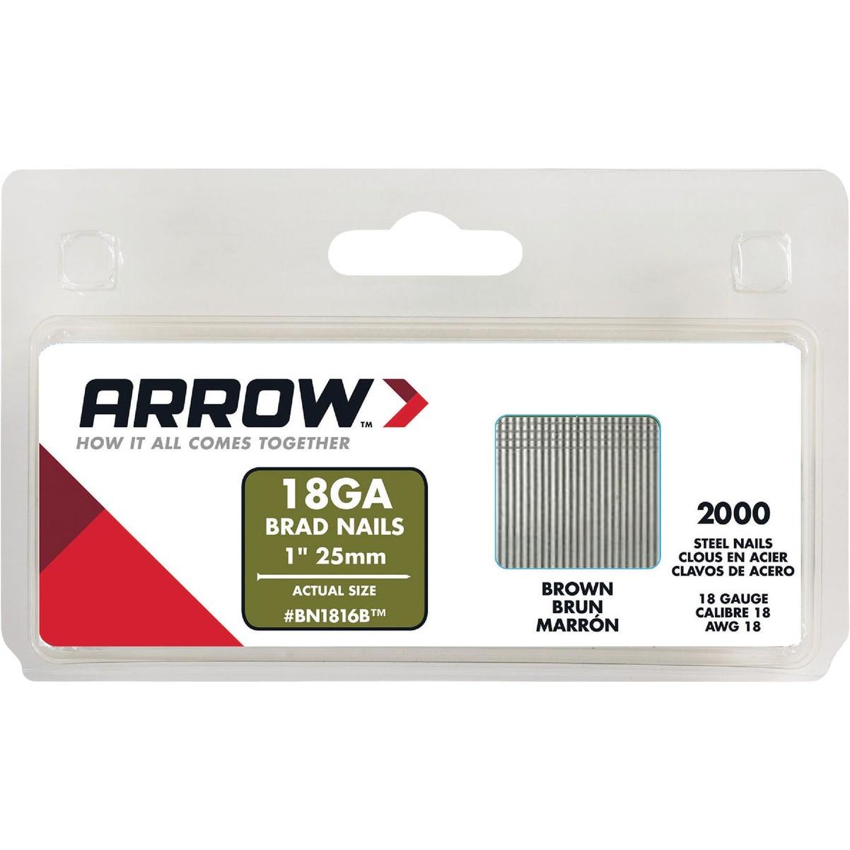1-inch 18-gauge Brown Brad Nails - Model Bn1816b, 2000 Count