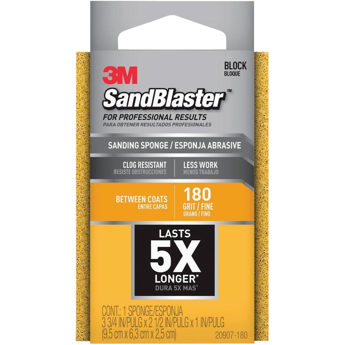 3M Pro Grade Precision 2.5 In. x 4.5 In. x 1 In. 180 Grit Fine Sanding Sponge