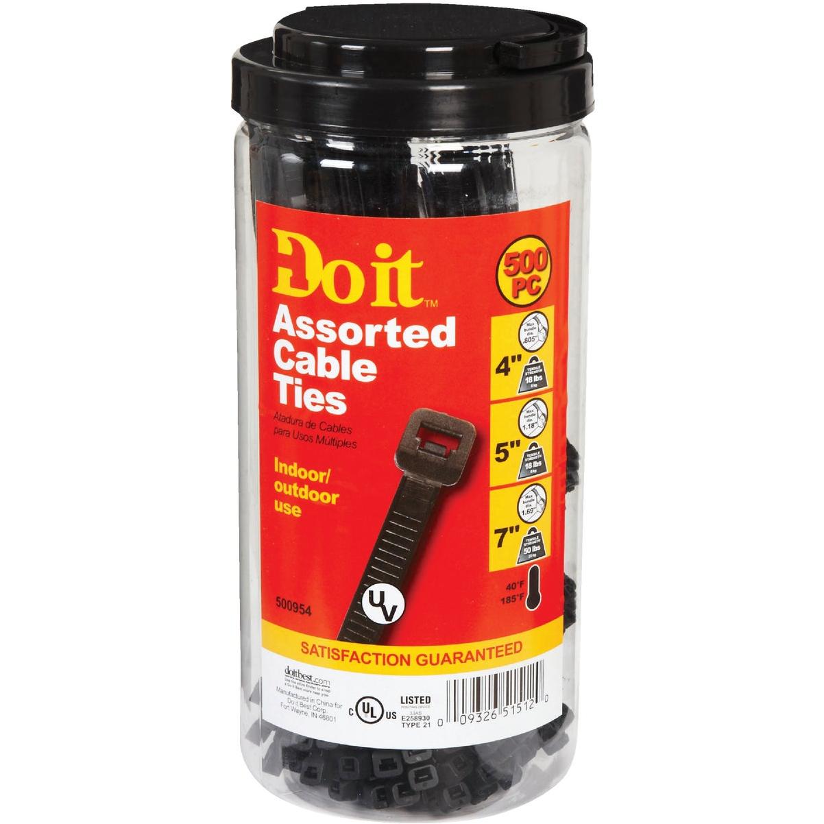 Do it Best Weather Resistant Self-Locking Molded Nylon Black Cable Tie Assortment (500-Piece)