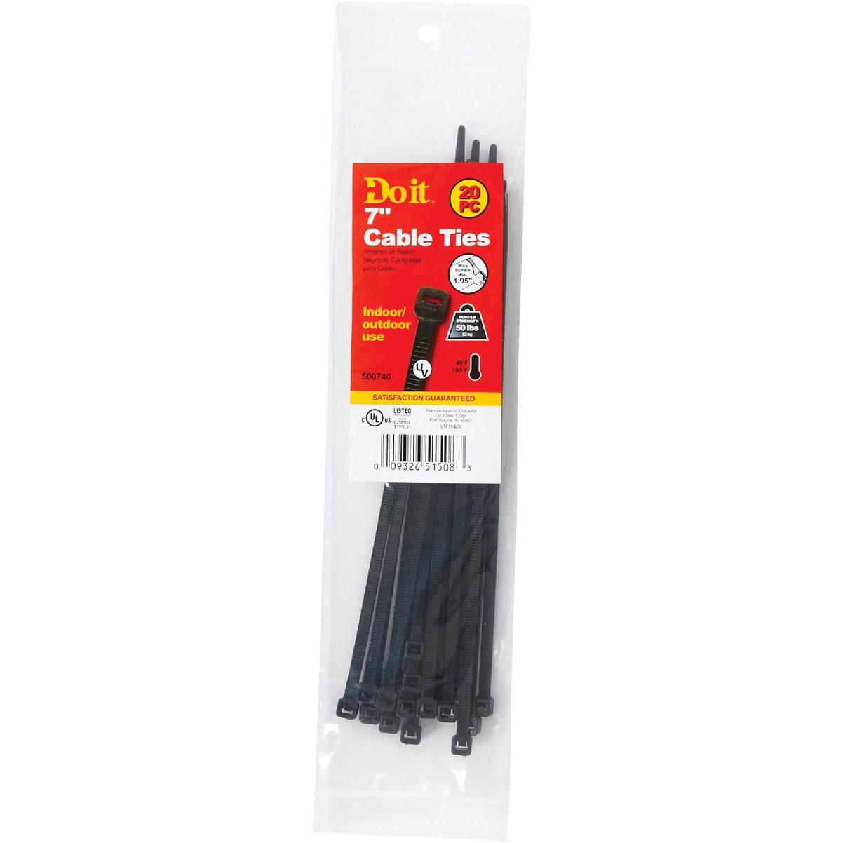 Do it Best 8 In. x 0.189 In. Black Molded Nylon Weather Resistant Cable Tie (20-Pack)