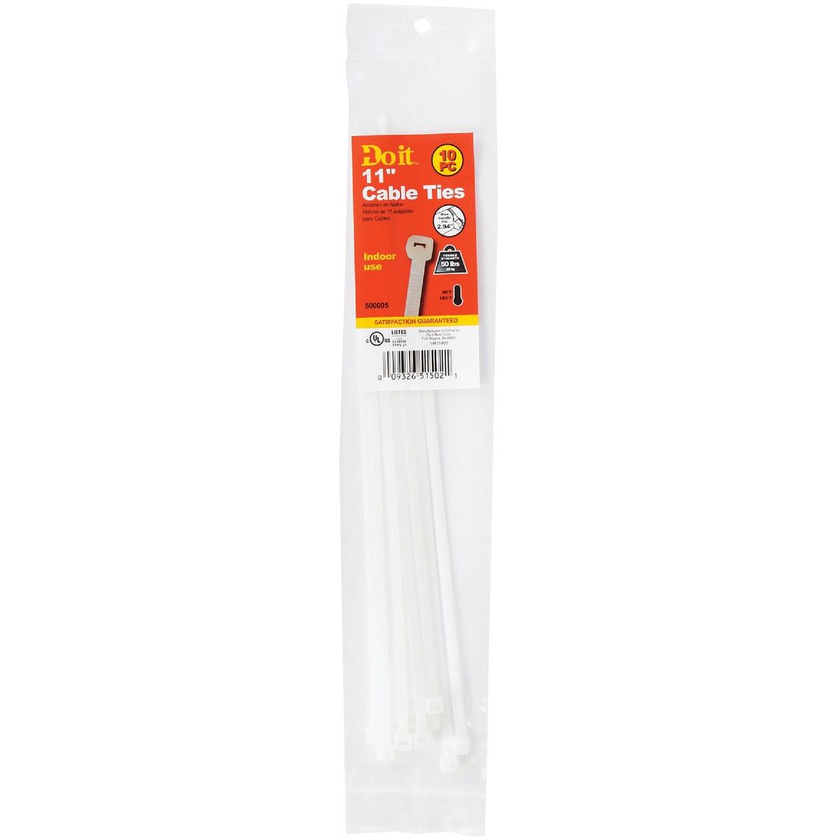 Do it Best 11 In. x 0.189 In. Natural Color Molded Nylon Cable Tie (10-Pack)