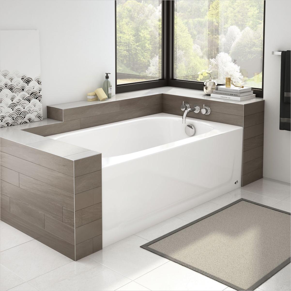 Bootz Kona 54 In. L x 30 In. W x 15-1/4 In. D Porcelain Enamel Alcove Right Drain Bathtub in White