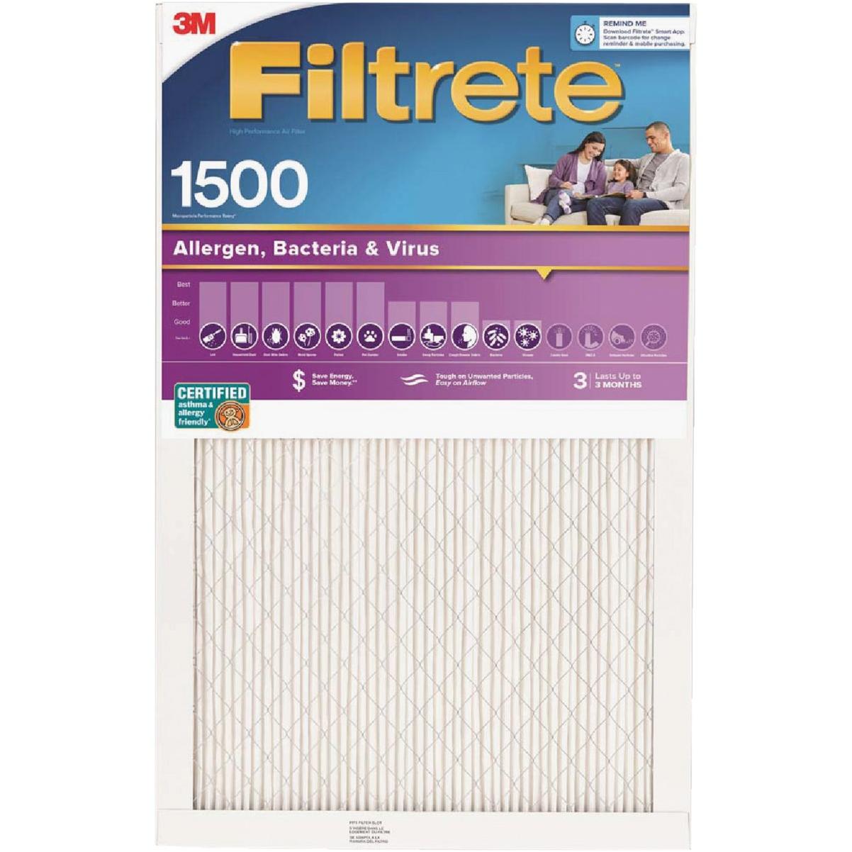 Filtrete Allergen, Bacteria & Virus Air Filter, 1500 MPR, 12 In. x 12 In. x 1 In.