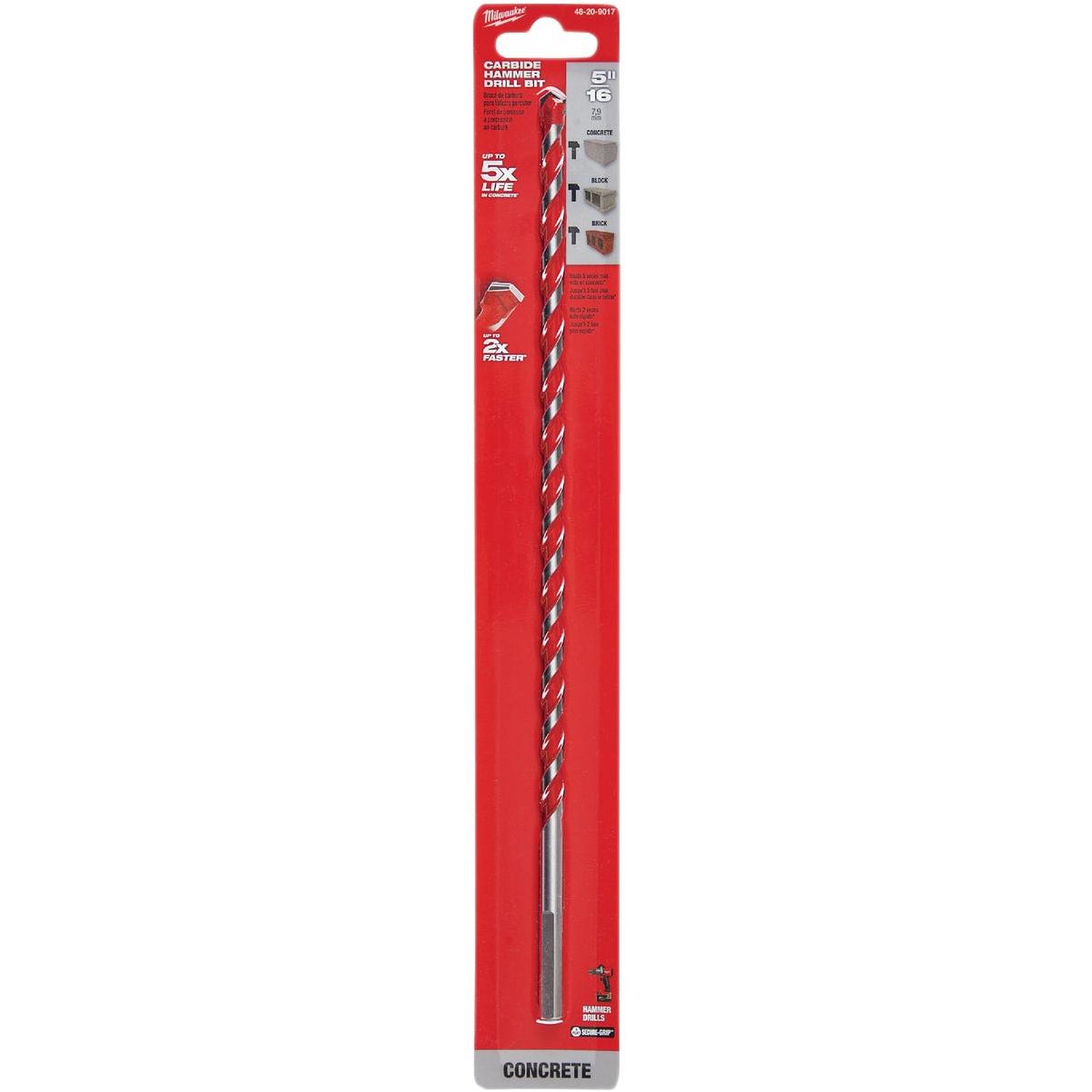 Milwaukee SHOCKWAVE 5/16 In. x 12 In. Impact Duty Masonry Carbide Hammer Drill Bit