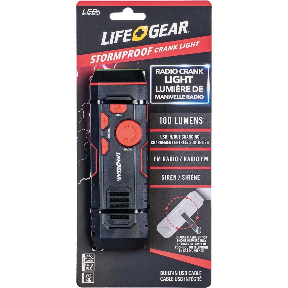 Life Gear Storm Proof LED 100 Lm. Crank Emergency Light and Radio