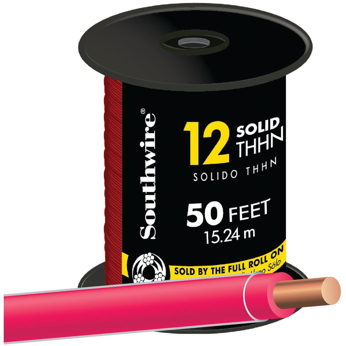 Southwire 50 Ft. 12 AWG Solid Red THHN Electrical Wire