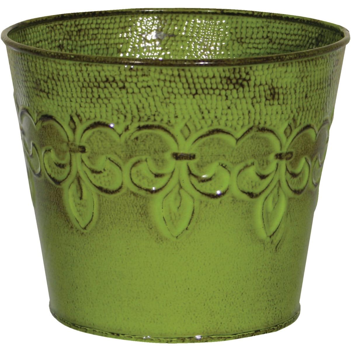 Robert Allen Fleur De Lis 6 In. Metal Tansey Green Planter