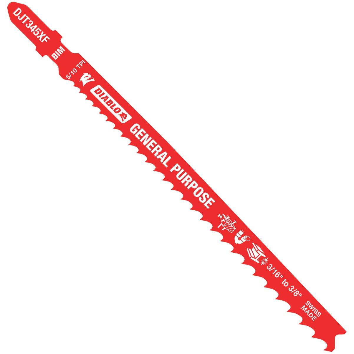 Diablo T-Shank 5-1/4 In. x 5/10 TPI Bi-Metal Jig Saw Blade for General Purpose Cuts (5-Pack)