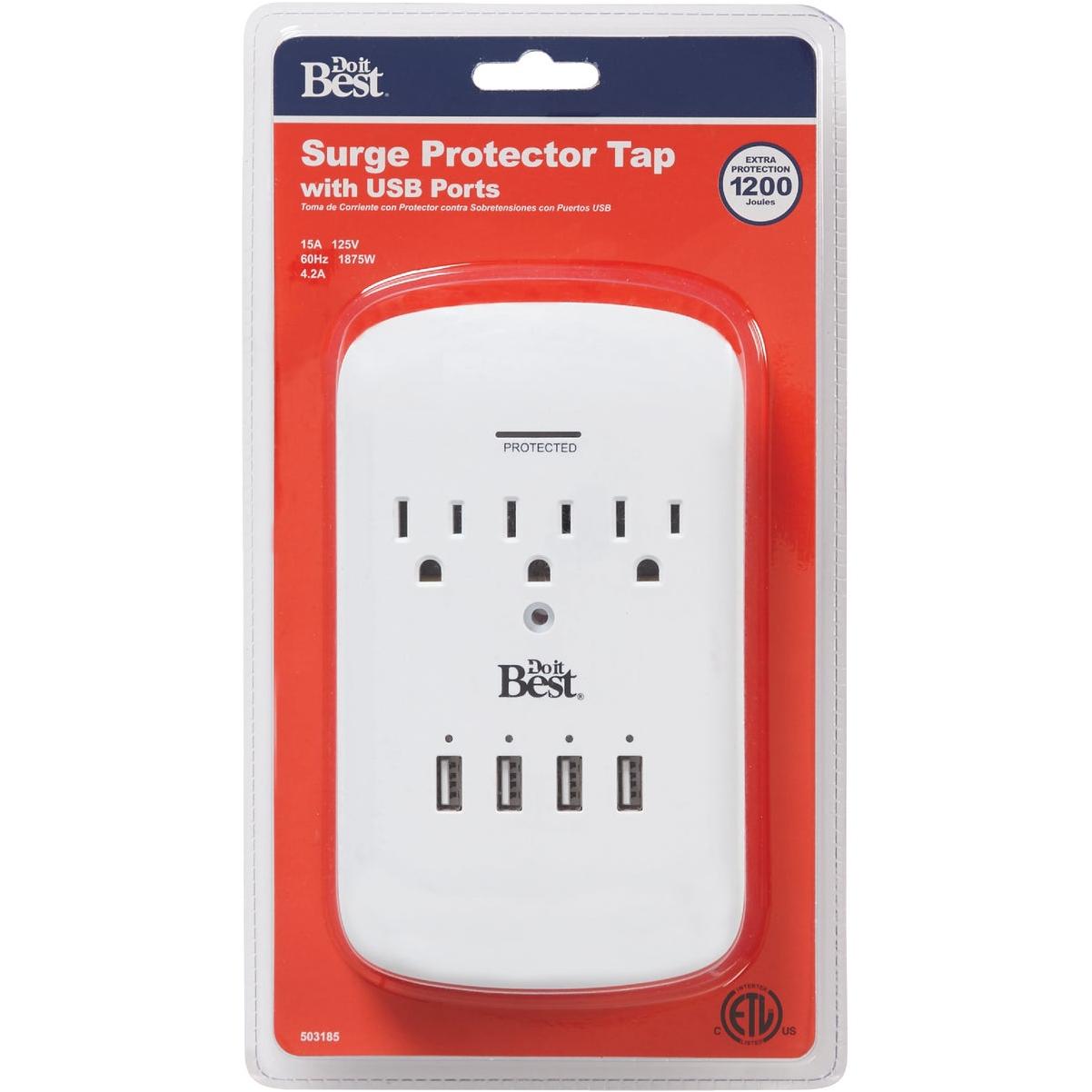 Master Electrician USB 1200J White Plug-In Surge Protector