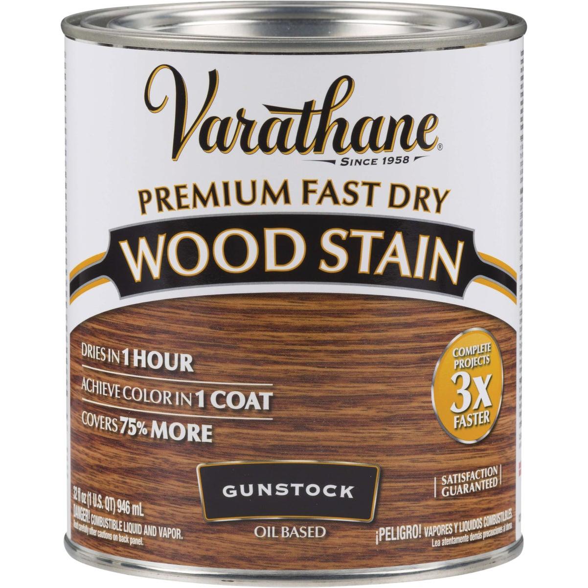 Varathane Fast Dry Gunstock Urethane Modified Alkyd Interior Wood Stain, 1 Qt.