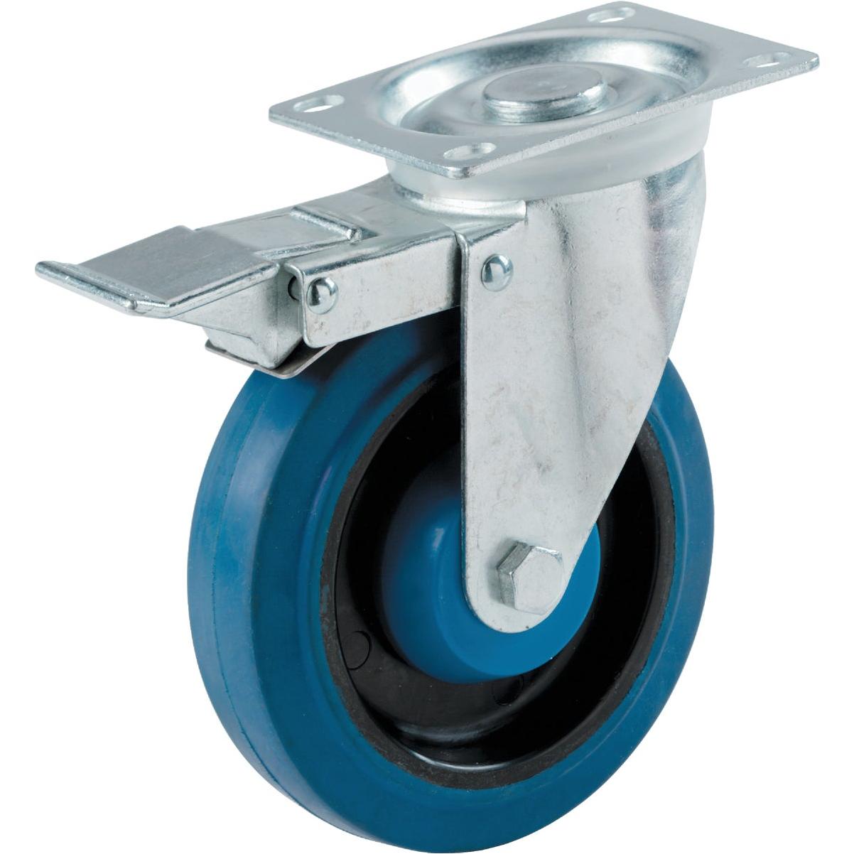Shepherd Hardware 4 In. Elastic Rubber General-Duty Swivel Plate Caster with Brake