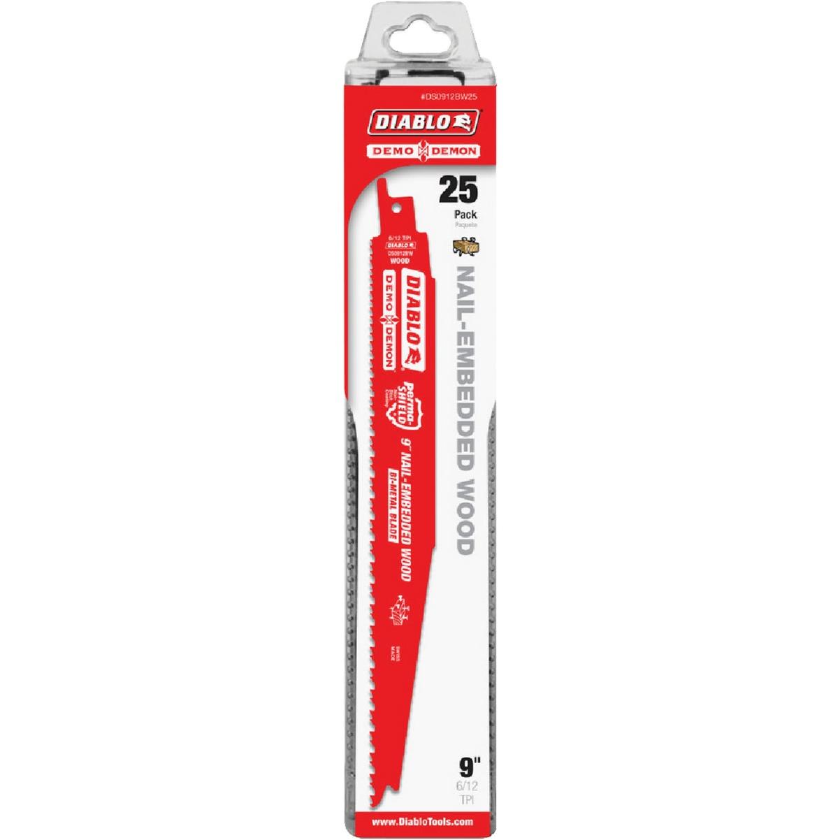 Diablo Demo Demon 9 In. 4/6 TPI Bi-Metal Nail-Embedded Wood Reciprocating Saw Blade (25-Pack)