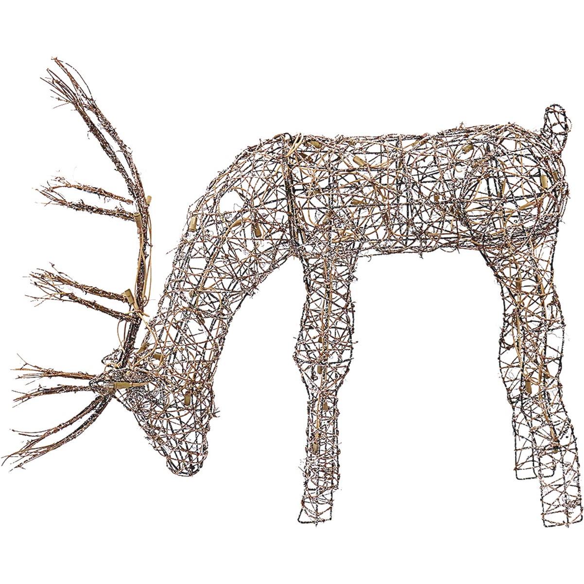 Alpine 28 In. Warm White Halogen Rattan Grazing Doe Lighted Decoration