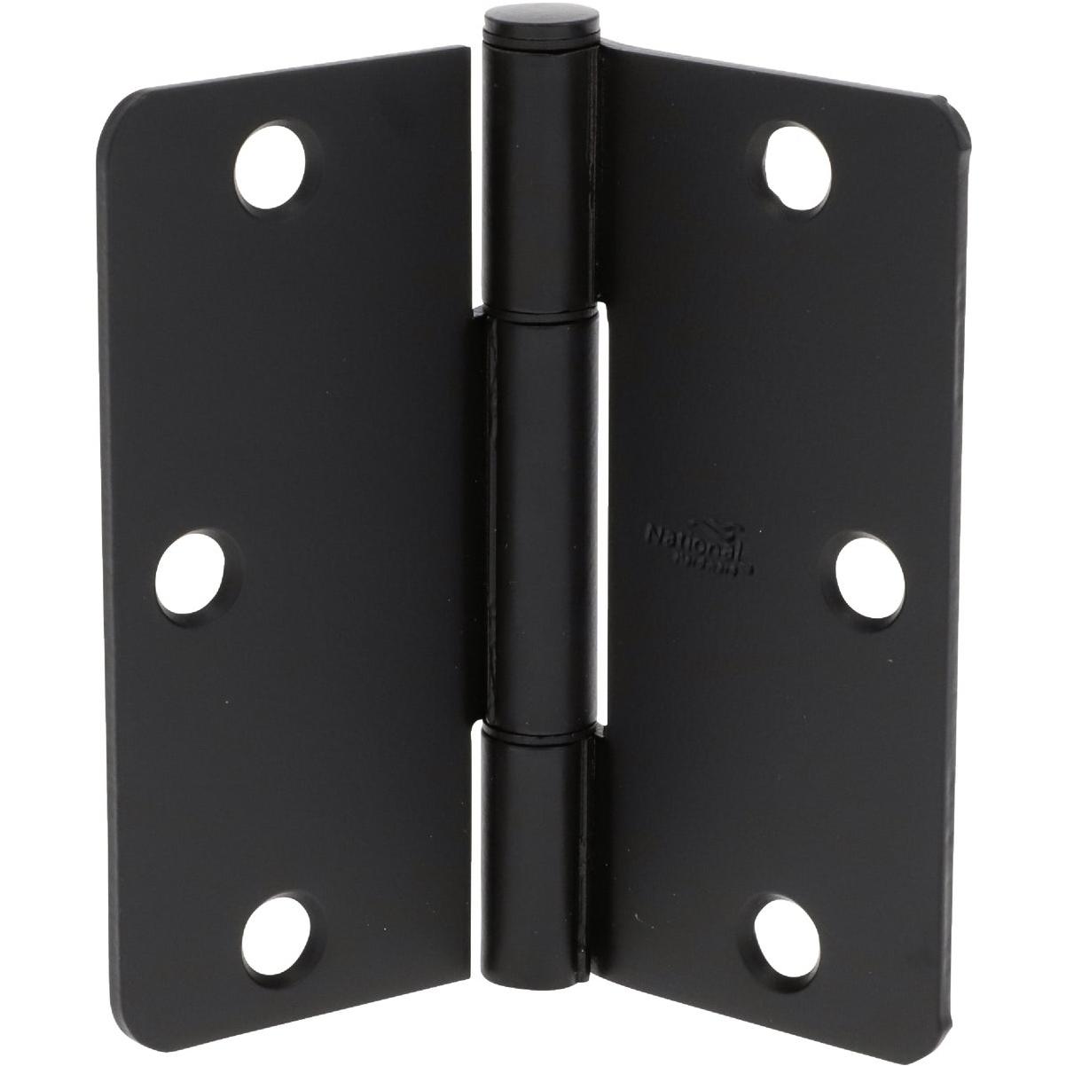 National Hardware Squeak Guard 3-1/2 In. Matte Black Hinge with 1/4 In. Radius (3-Count)