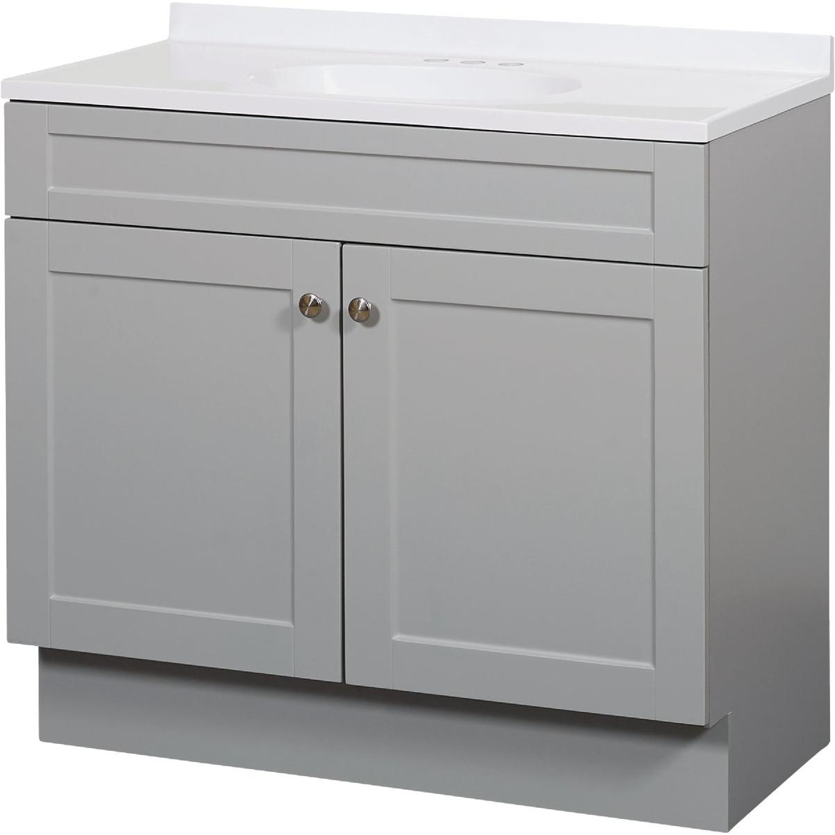 Zenith Zenna Home Cool Gray 36 In. W x 35 In. H x 18 In. D Shaker Vanity with White Cultured Marble Top