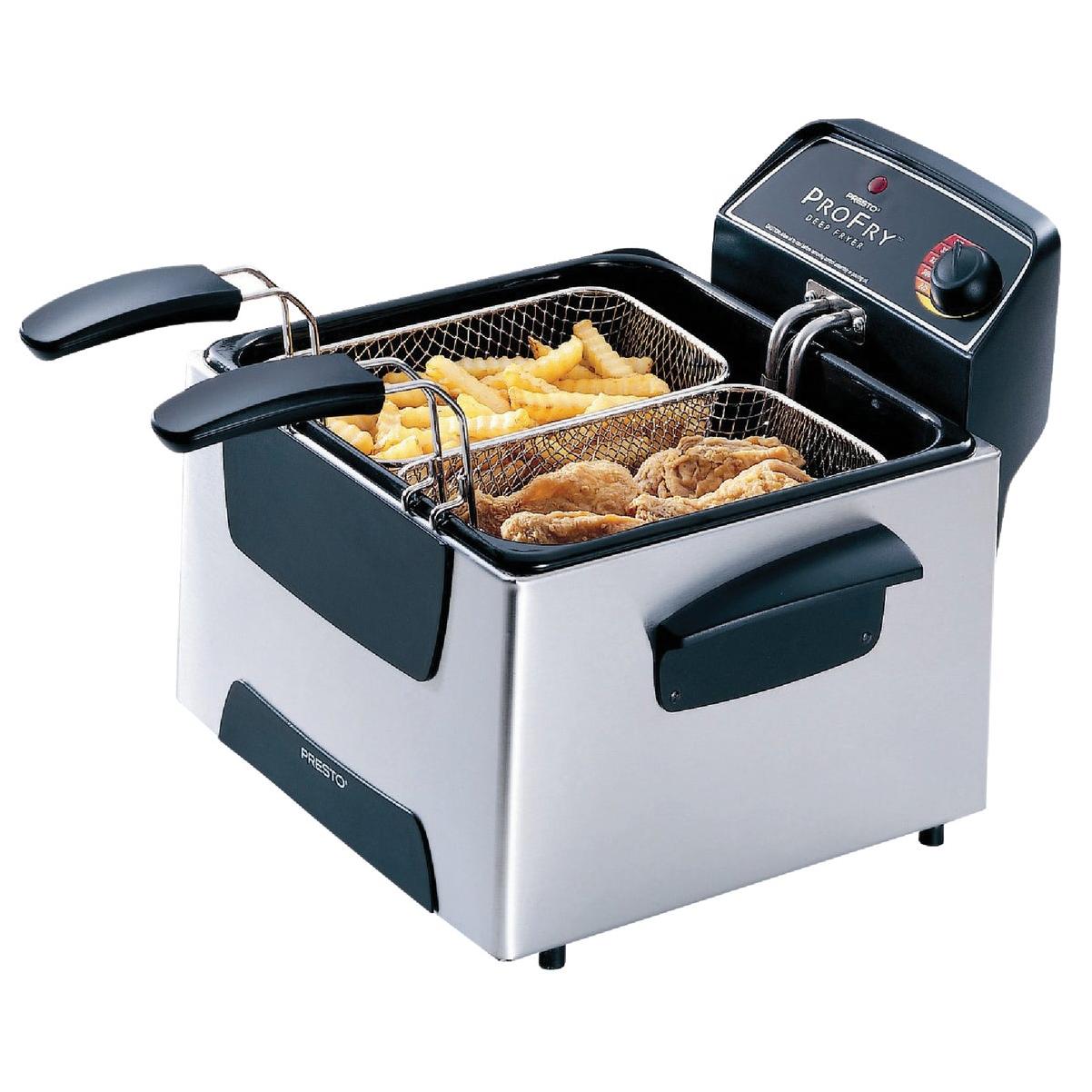 Presto ProFry 3 Qt. Silver Aluminum Dual Basket Deep Fryer