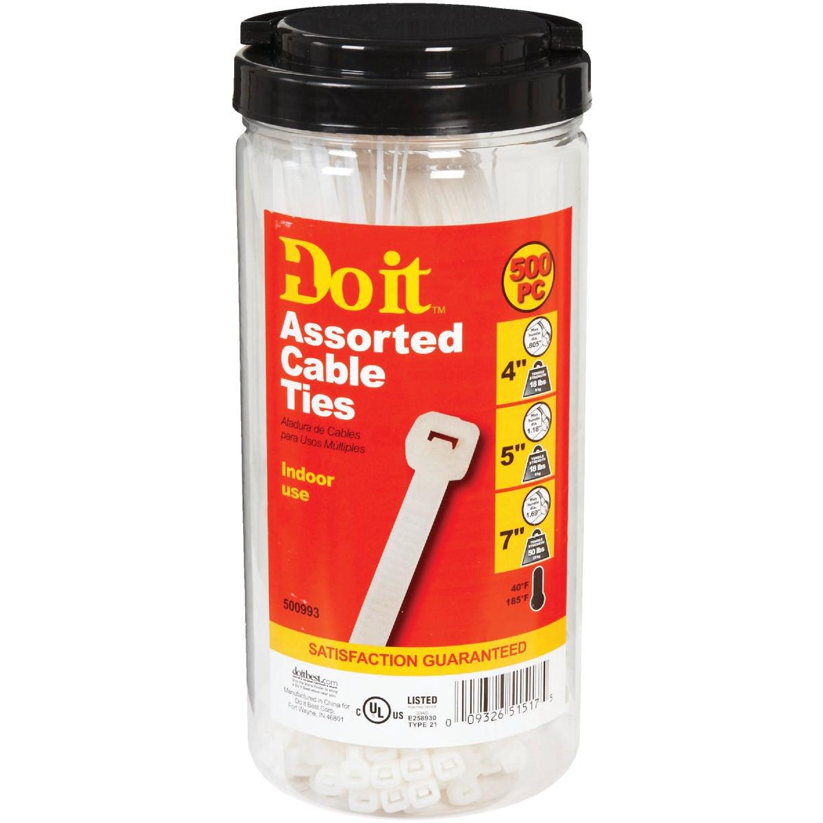 Do it Best Self-Locking Molded Nylon Natural Cable Tie Assortment (500-Piece)
