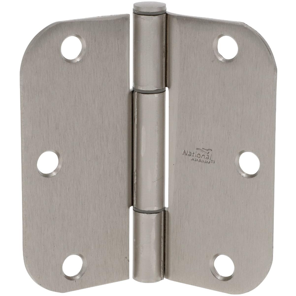 National Hardware Squeak Guard 3-1/2 In. Satin Nickel Hinge with 5/8 In. Radius (3-Count)