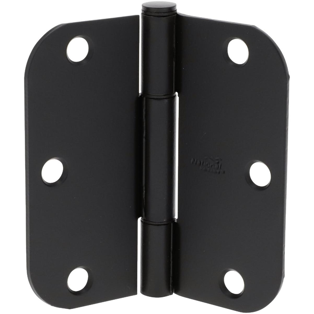 National Hardware Squeak Guard 3-1/2 In. Matte Black Hinge with 5/8 In. Radius (3-Count)