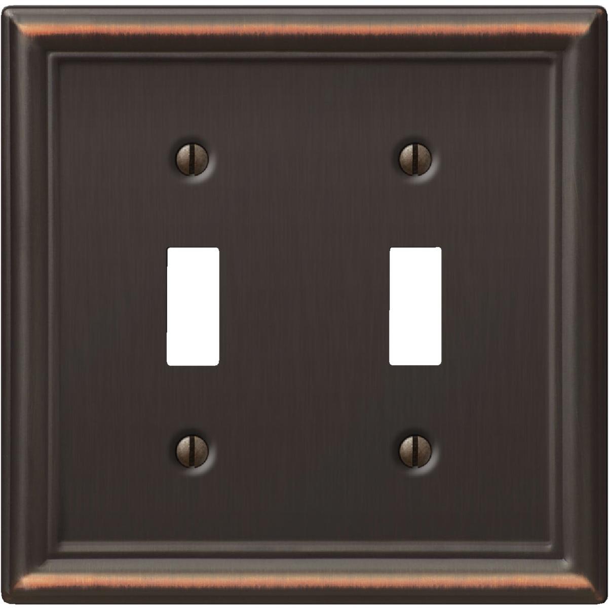 Amerelle Chelsea 2-Gang Stamped Steel Toggle Switch Wall Plate, Aged Bronze