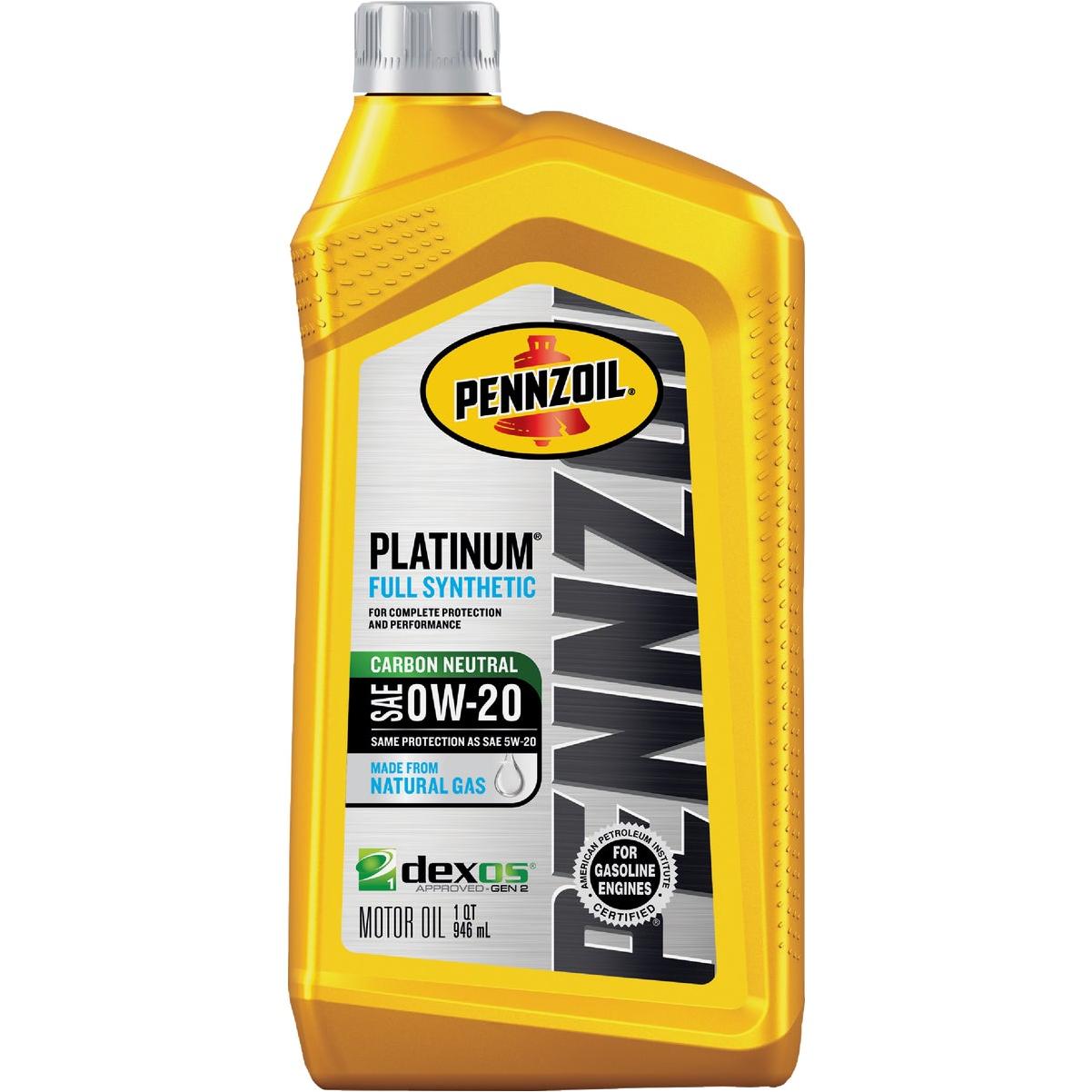 Pennzoil Platinum Full Synthetic 0W-20 Motor Oil, 1 Qt.