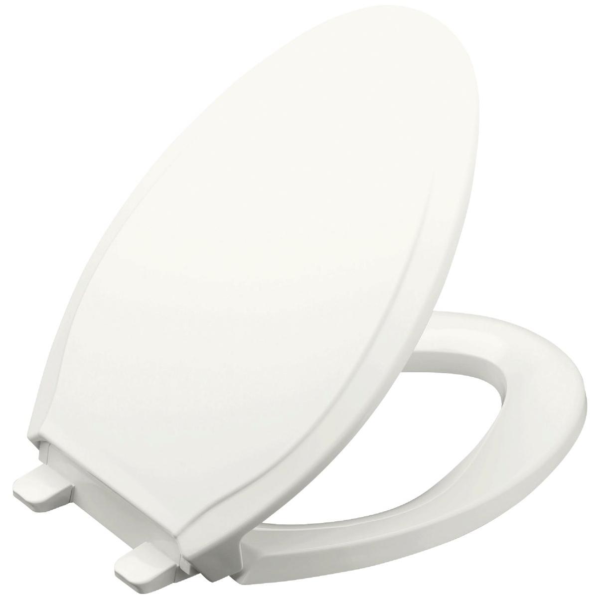 Kohler Rutledge Quiet-Close Elongated Closed Front White Plastic Toilet Seat with Grip-Tight