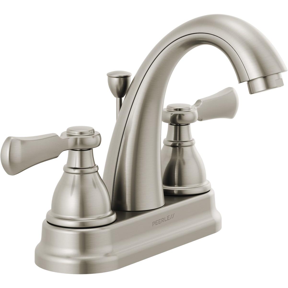 Peerless Elmhurst Brushed Nickel 2-Handle Lever 4 In. Centerset  Spout Bathroom Faucet