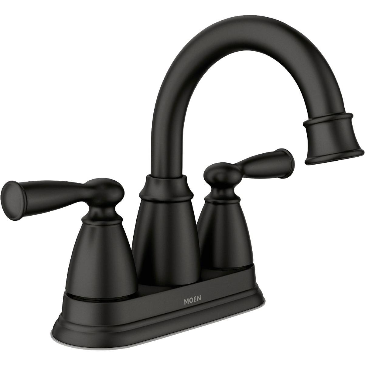 Moen Banbury 2-Handle Lever High Arc Centerset Bathroom Faucet with Push-Down, Matte Black