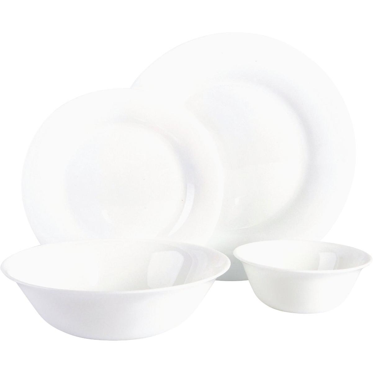 GIBSON ULTRA Gibson Ultra White Shadow Opal Glass Dinnerware Set (36