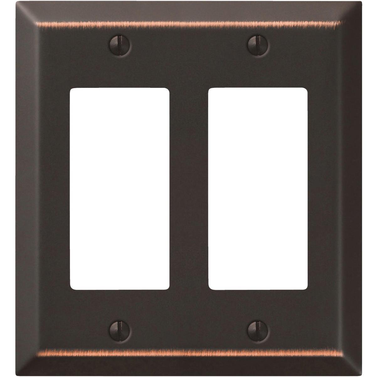 Amerelle 2-Gang Stamped Steel Rocker Decorator Wall Plate, Aged Bronze