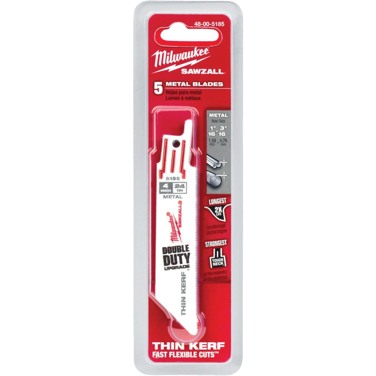 Milwaukee SAWZALL 4 In. 24 TPI Metal Reciprocating Saw Blade (5-Pack)