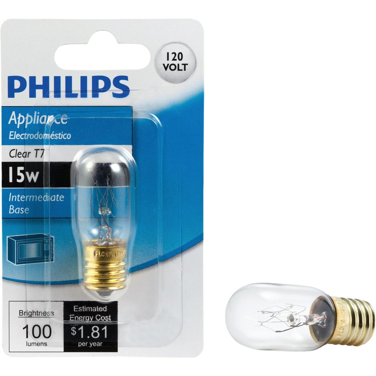 Philips 15W Clear Intermediate Base T7 Incandescent Appliance Light Bulb