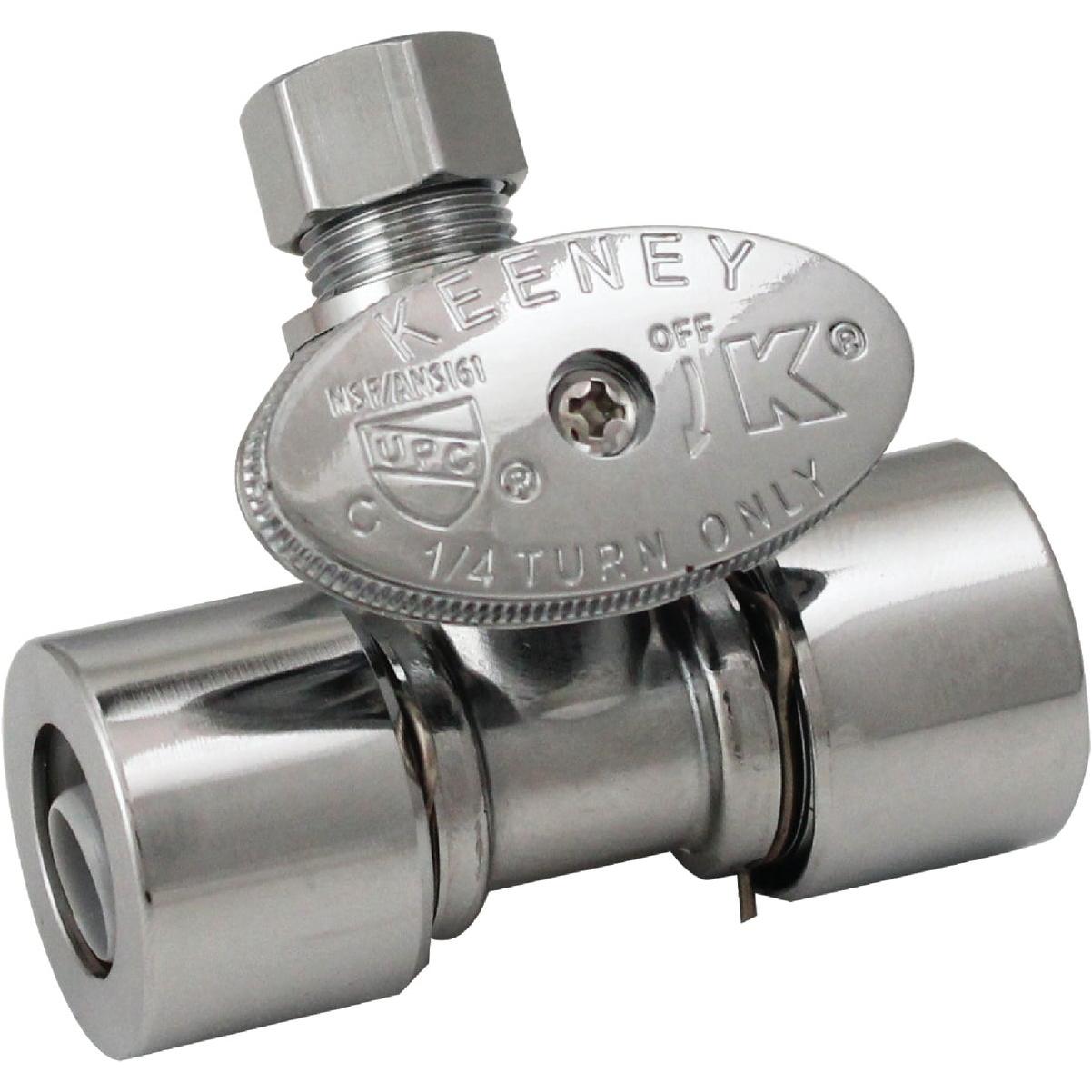 Keeney 1/2 In. x 1/2 In. PF x 3/8 In. OD Chrome-Plated Brass Push Fit Straight Valve
