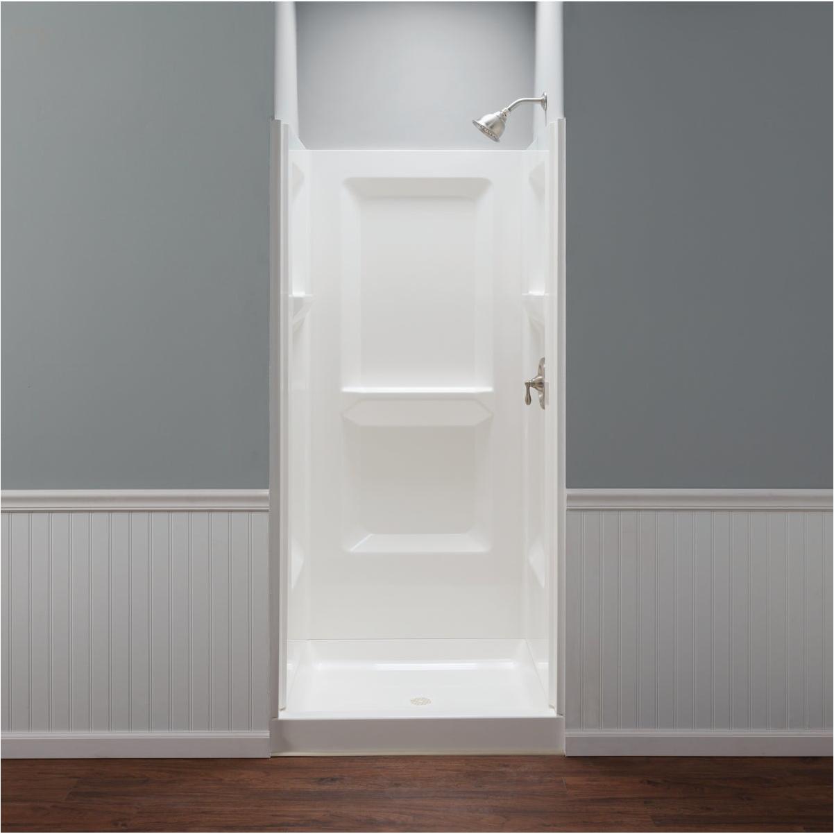 Mustee Durawall 36 In. x 73.25 In. x 36 In. Alcove Shower Wall Set in White (3-Piece)