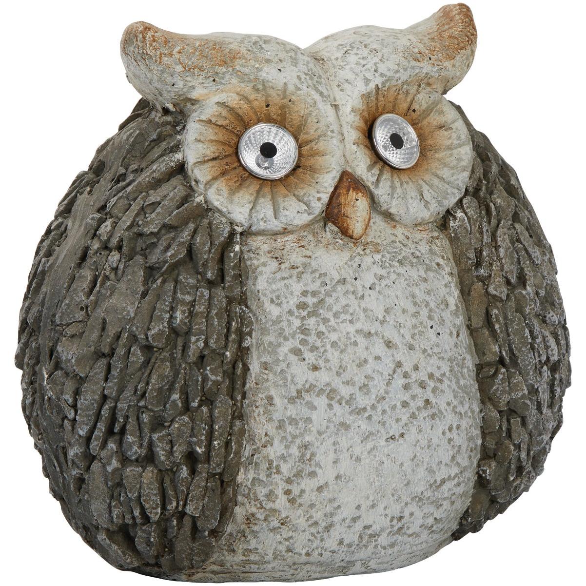 Alpine 13 In. H. Magnesia Owl Statue with Solar LED Eyes
