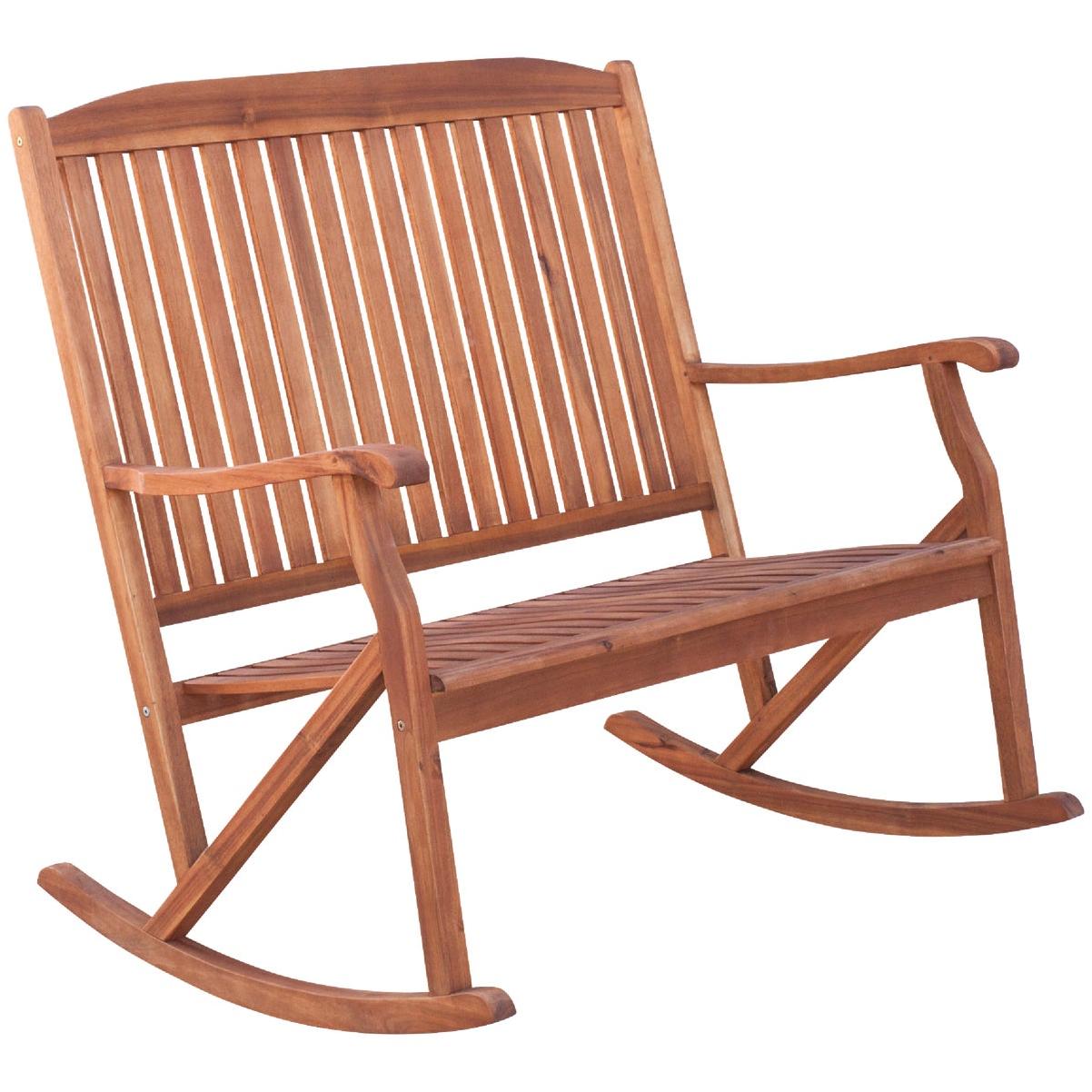 Leigh Country Sequoia Collection Brown Acacia Wood Double Patio Rocker