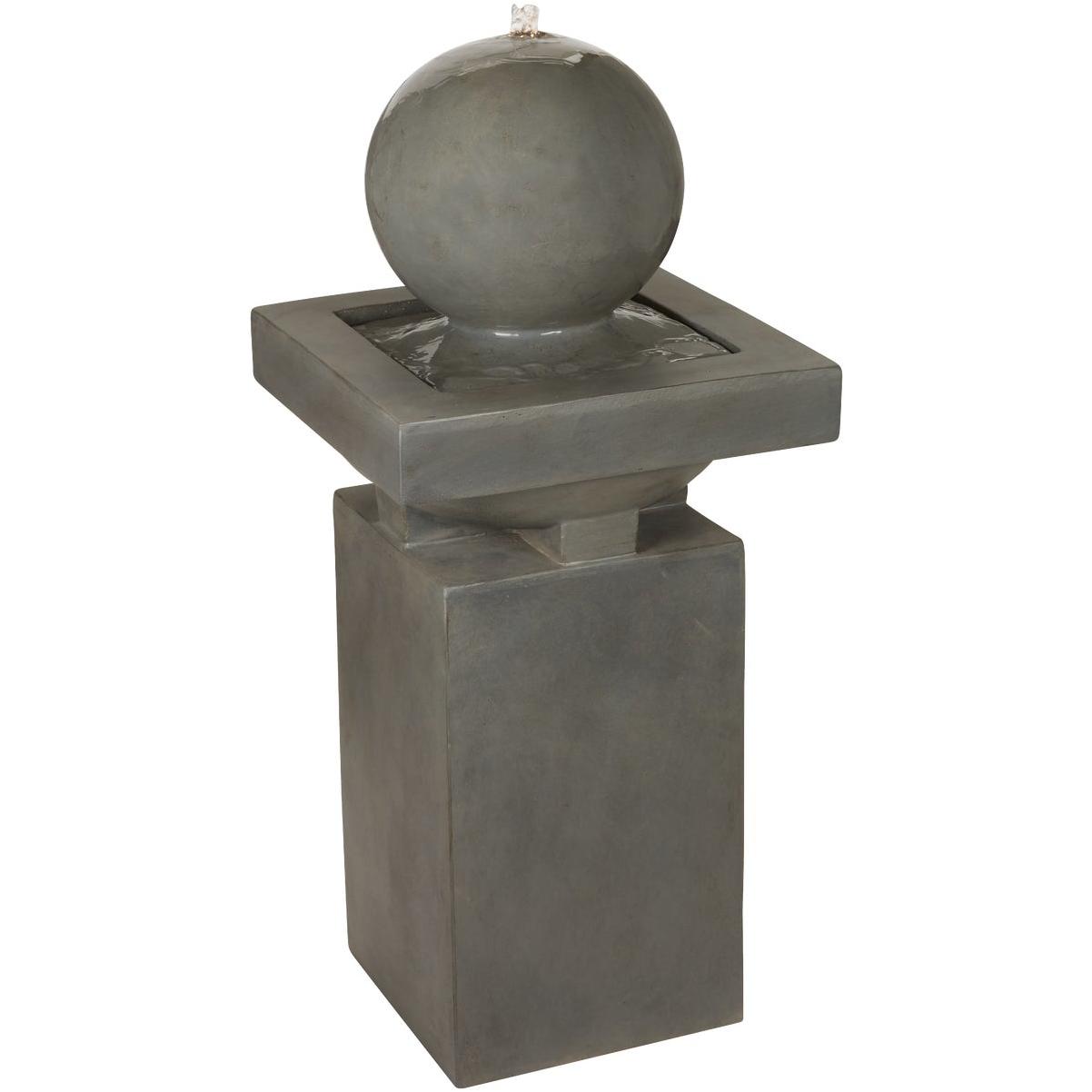 Best Garden 17 In. W. x 38.5 In. H. x 17 In. L. Polyresin Cement Square Pillar and Ball Fountain