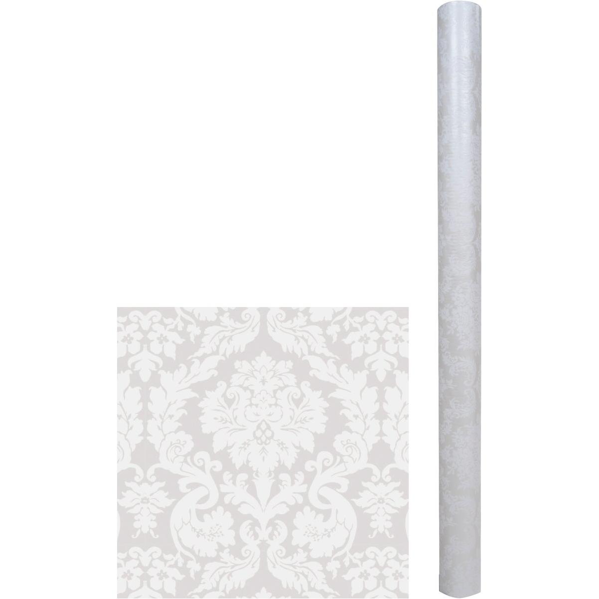 Magic Cover 54 In. x 15 Yd. Damask White Pattern Flannel Backed Yard Goods Decorative & Versatile Covering